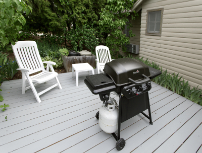 gas grill and seating